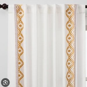 OPAL housec embroidered White Curtain Panels (4 Panels) 80" Long